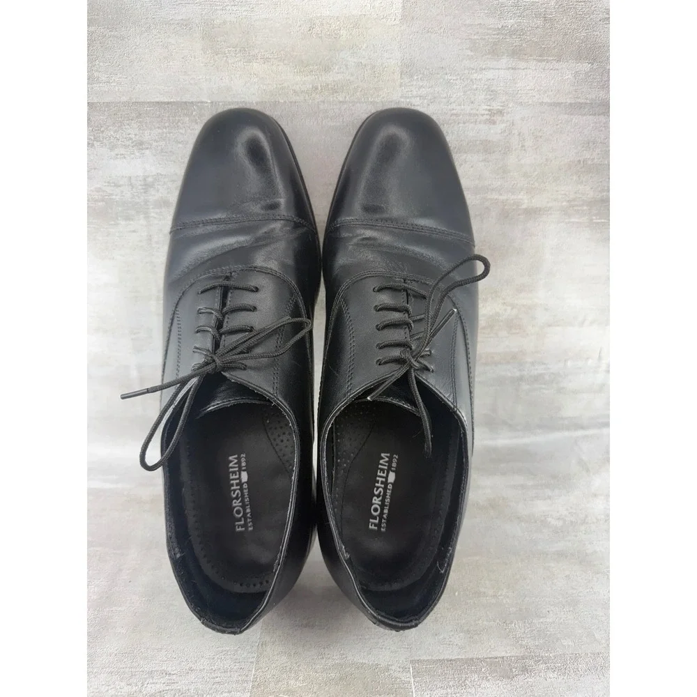 Florsheim Men Black Leather Cap Toe Oxford Dress Shoes 17168-01 Size 10.5B
